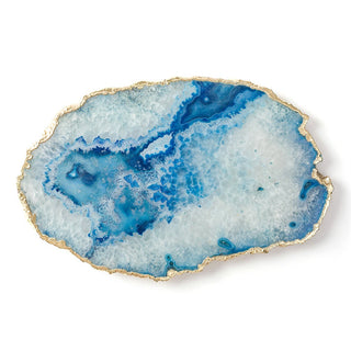 Blue Agate Cheese Platter Board With Gold Trim