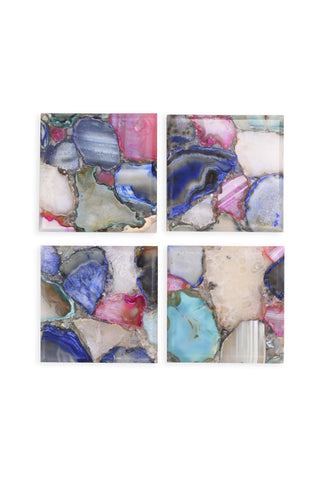 Pink Multi-Colour Agate Coasters