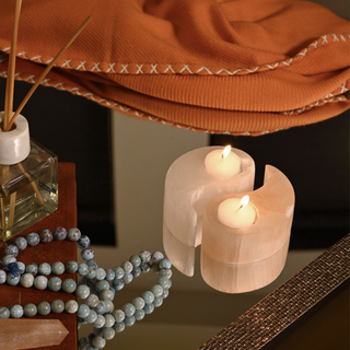 Selenite Yin and Yang Candle Tea Light Holder