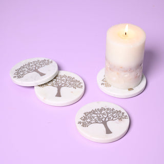 Tree Of Life Round Marble Coasters