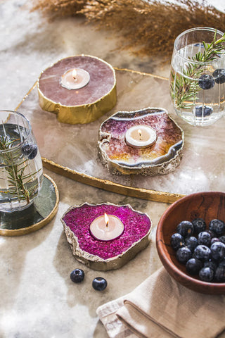 Rose Quartz Tea Light Candle Holder